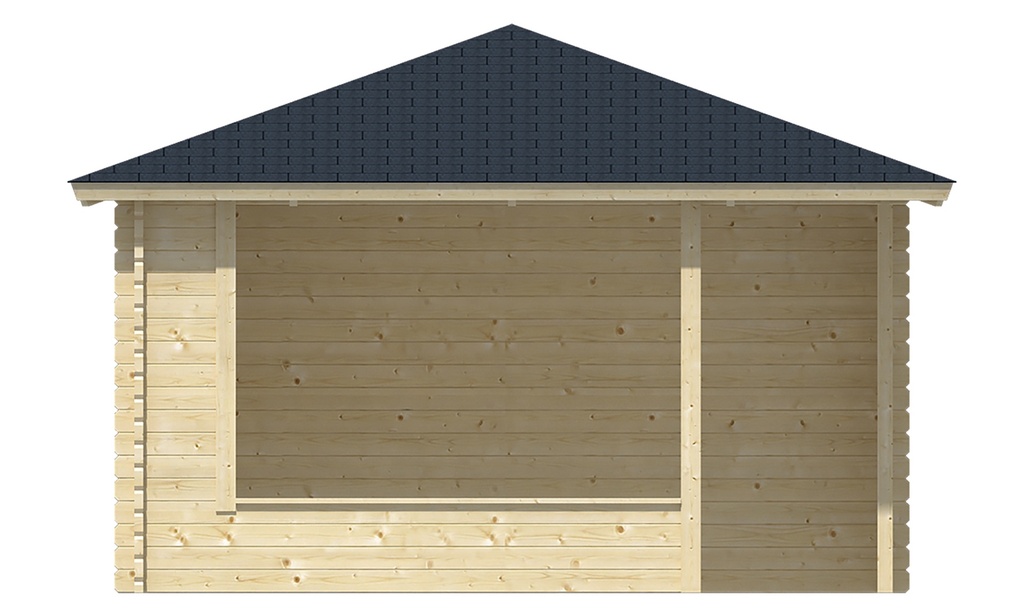 Blokhutprieel 44mm Marit Prijs exclusief dakbedekking - dient apart besteld te worden Dakleer: 36,5 m² / Shingles: 27 m² Afmeting: L400xB400xH303cm 