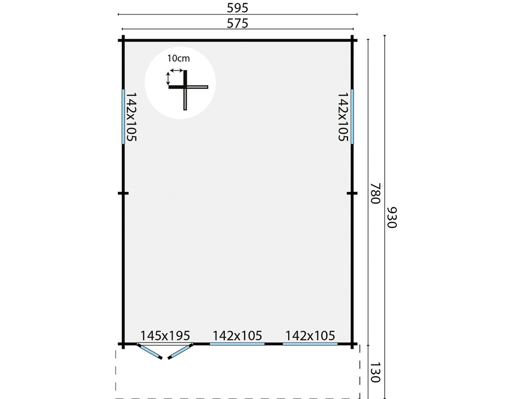 Blokhut - Tuinhuis - Home Office 70mm Ballyragget incl. 27mm dak, zonder vloer Prijs exclusief dakbedekking, ramen en deuren Dakleer: 80 m² / Shingles: 66 m² / Aqua: 72 STK / Profiel: zie tab Afmeting: L935xB595xH317cm Ramen en deuren naar keuze bij te bestellen