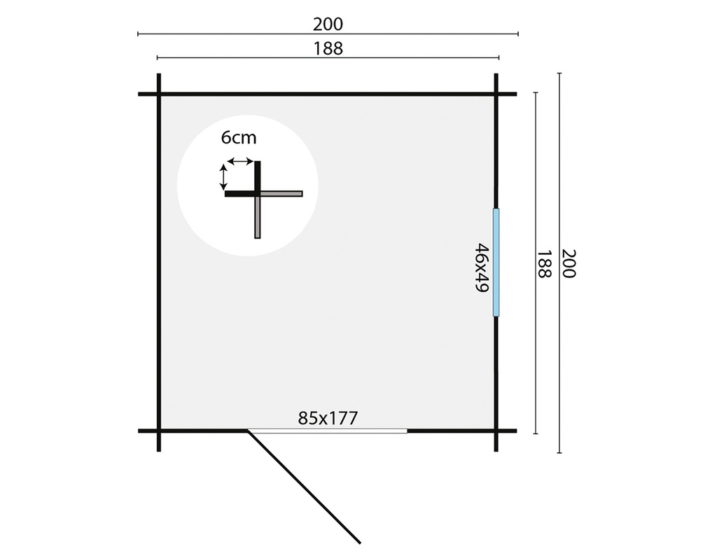 Blokhut - Tuinhuis 19mm Argo Prijs exclusief dakbedekking - dient apart besteld te worden Dakleer: 10 m² / Shingles: 9 m² / Aqua: 12 STK / Profiel: zie tab Afmeting: L200xB200xH217cm 