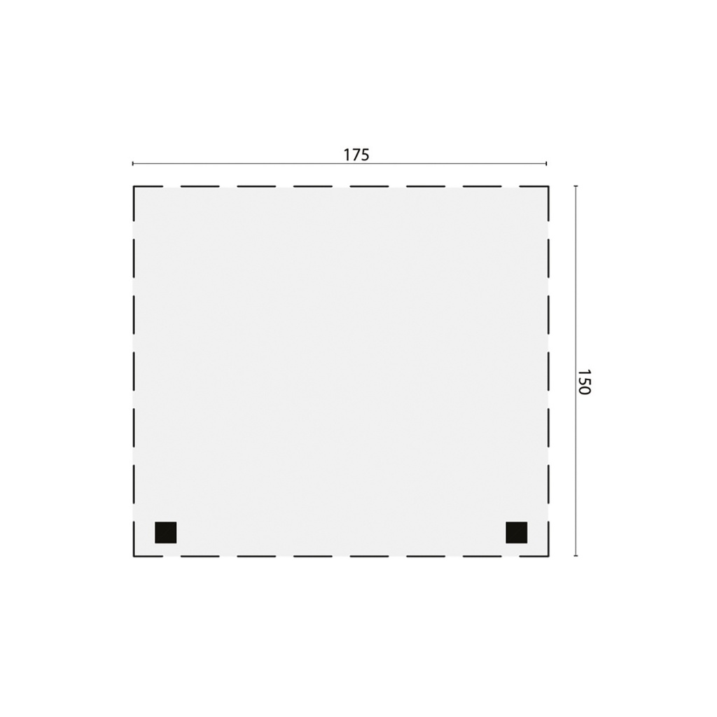 Zijluifel B150xD175cm Prijs exclusief dakbedekking - dient apart besteld te worden Dakleer: 6,5 m² / Shingles: 3 m²  