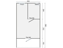 Blokhut 28mm Tunnel Incl. dubbel glas + shingels  Afmeting: L580xB302xH255cm 