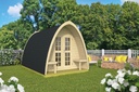 Blokhut 28mm Camping POD 400 / Home office Incl. dubbel glas + shingels  Afmeting: L400xB240xH230cm 