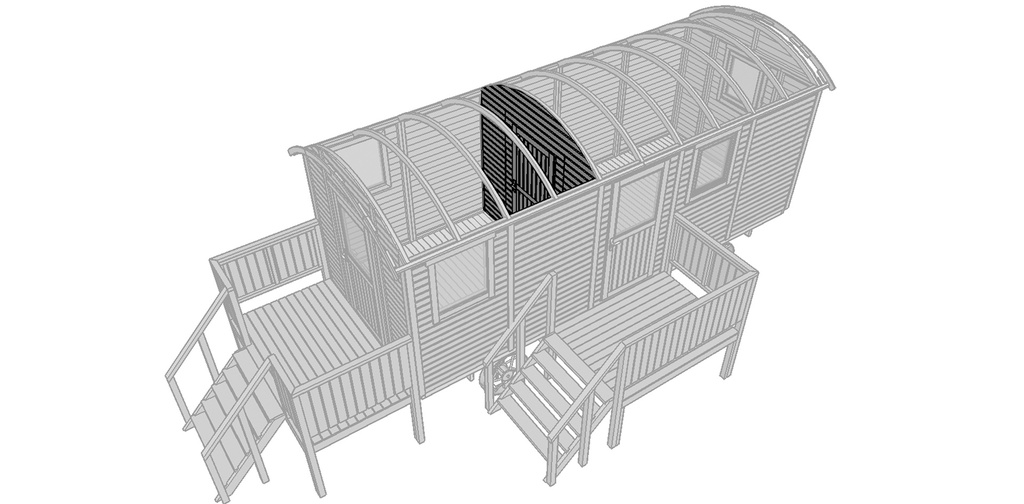 Prefab paneel met enkele deur t.b.v. zigeunerwagen    