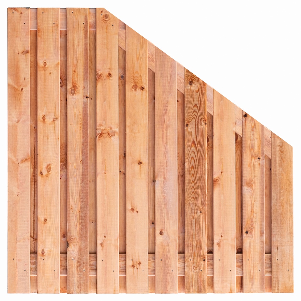 Tuinscherm Red Class Wood (19+2) 21-pl. Casablanca 180/90x180cm Verloop Planken: 1.6x14.0cm / 19 stuks 2 tussenplanken van 1.6x14.0cm, rvs geschroefd  