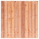 Tuinscherm Red Class Wood (21+2) 23-pl. Agadir 180x180cm Planken: 1.6x14.0cm / 21 stuks 2 tussenplanken van 1.6x14.0cm, rvs geschroefd  