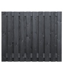 Tuinscherm zwart gesp. 21 planks (19+2) Stuttgart 150x180cm Planken: 1.6x14.0cm / 19 stuks 2 tussenplanken van 1.6x14.0cm, rvs geschroefd  