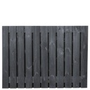 Tuinscherm zwart gesp. 21 planks (19+2) Stuttgart 130x180cm Planken: 1.6x14.0cm / 19 stuks 2 tussenplanken van 1.6x14.0cm, rvs geschroefd  