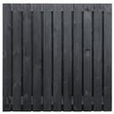 Tuinscherm zwart gesp. 23 planks (21+2) Dresden 150x180cm Planken: 1.6x14.0cm / 21 stuks 2 tussenplanken van 1.6x14.0cm, rvs geschroefd  