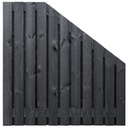 Tuinscherm zwart gesp. 23 planks (21+2) Dresden H180/90x180cm VERLOOP Planken: 1.6x14.0cm / 21 stuks 2 tussenplanken van 1.6x14.0cm, rvs geschroefd  