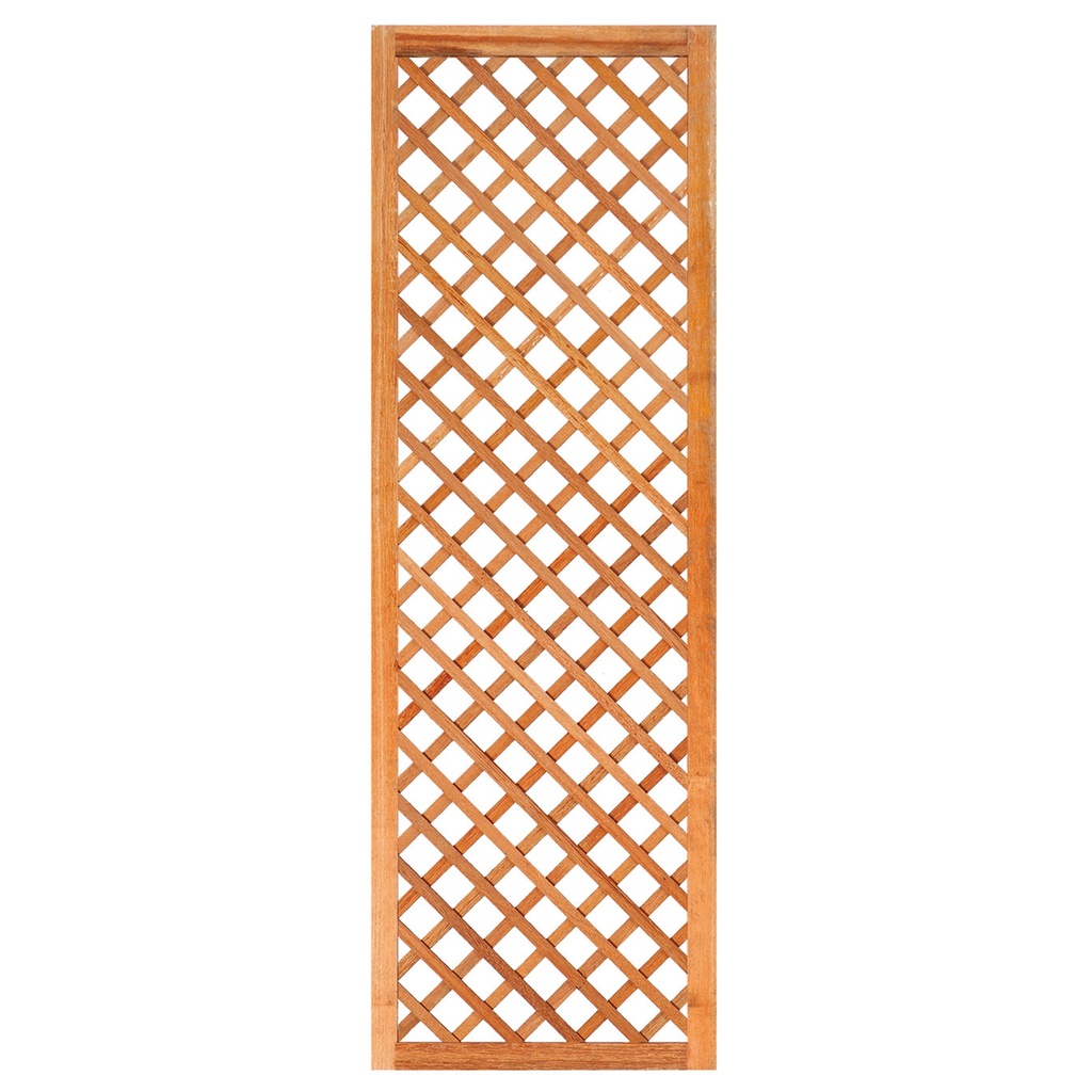 Trellis, diagonaal hardhout met lijst H180xB60cm glad geschaafd lamel: 0.7x2.0cm / lijst 3.0x5.0cm  Houtsoort: Keruing 