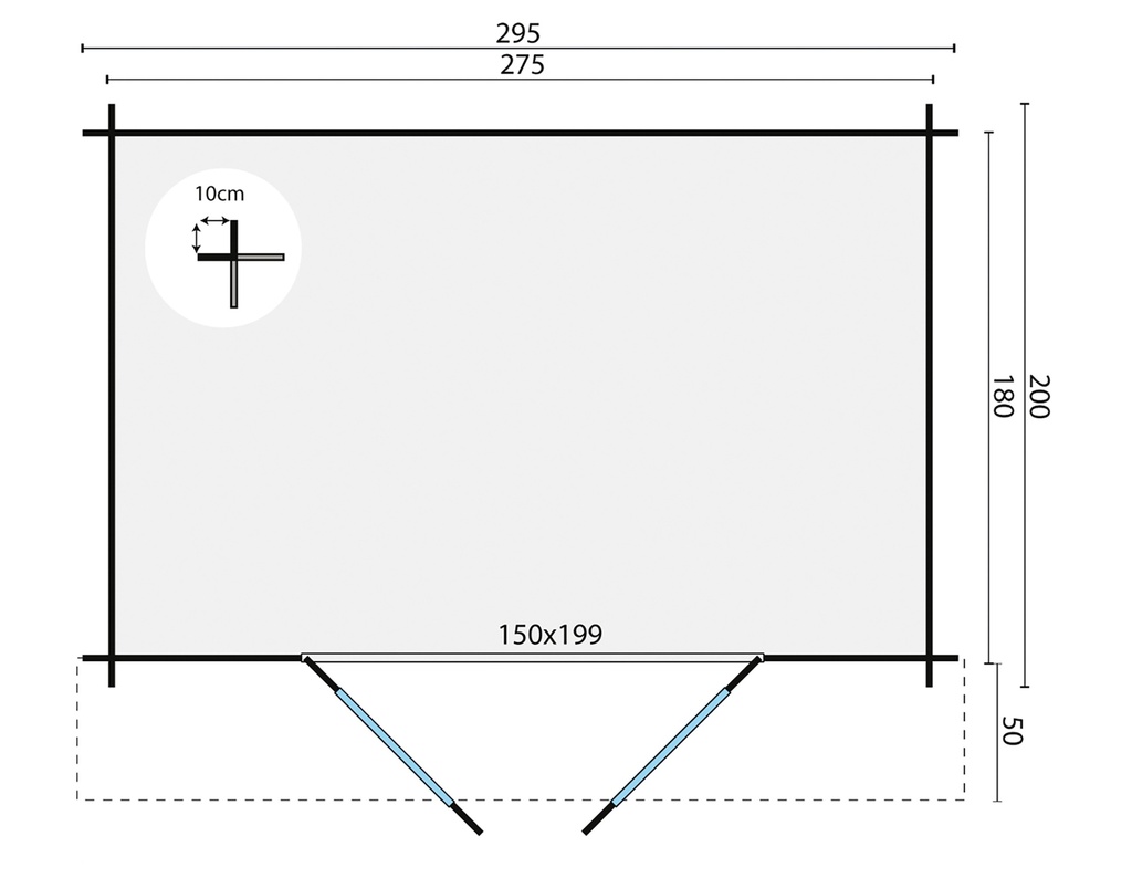 Blokhut - Tuinhuis 28mm Anja Prijs exclusief dakbedekking - dient apart besteld te worden Dakleer: 13 m² / Shingles: 12 m² / Aqua: 16 STK / Profiel: zie tab Afmeting: L200xB295xH255cm 