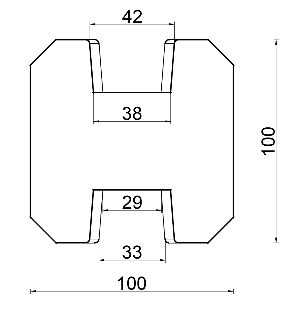 Berton©-sleufpaal 10x10x275 wit/grijs Vlakke kop tussenmodel brede ondersleuf Zaan-serie   