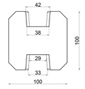 Berton©-sleufpaal 10x10x275 wit/grijs Vlakke kop tussenmodel brede ondersleuf Zaan-serie   