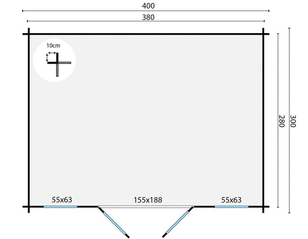 Blokhut - Tuinhuis 28mm Juha Prijs exclusief dakbedekking - dient apart besteld te worden Dakleer: 20 m² / Shingles: 18 m² / Aqua: 20 STK / Profiel: 16,6 m² Afmeting: L300xB400xH240cm  
