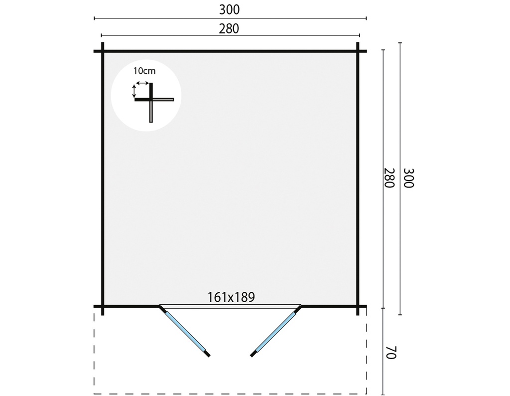 Blokhut - Tuinhuis 34mm Peter / Albacete Prijs exclusief dakbedekking - dient apart besteld te worden Dakleer: 20 m² / Shingles: 15 m² / Aqua: 22 STK / Profiel: zie tab Afmeting: L300xB300xH236cm 