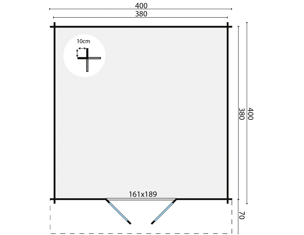 Blokhut - Tuinhuis 34mm Palma / Torrent Prijs exclusief dakbedekking - dient apart besteld te worden Dakleer: 30 m² / Shingles: 24 m² / Aqua: 28 STK / Profiel: zie tab Afmeting: L400xB400xH236cm 