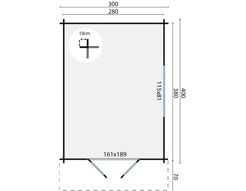 Blokhut - Tuinhuis 34mm Lulea / Pamplona Prijs exclusief dakbedekking - dient apart besteld te worden Dakleer: 26,5 m² / Shingles: 18 m² / Aqua: 26 STK / Profiel: zie tab Afmeting: L400xB300xH236cm 
