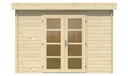 Blokhut - Tuinhuis 28mm Hypermodern Prijs exclusief dakbedekking - dient apart besteld te worden Dakleer: 16,5 m² / Easy-roofing: 20 m² / EPDM: Set 40.9991/04 Afmeting: L260xB320xH228cm 