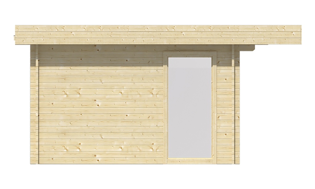 Blokhut - Tuinhuis - Home Office 44mm Yorick Prijs exclusief dakbedekking - dient apart besteld te worden Easy-roofing: 35 m² / EPDM: Set 40.9991/20 Afmeting: L500xB380xH230cm Gehard ISO glas