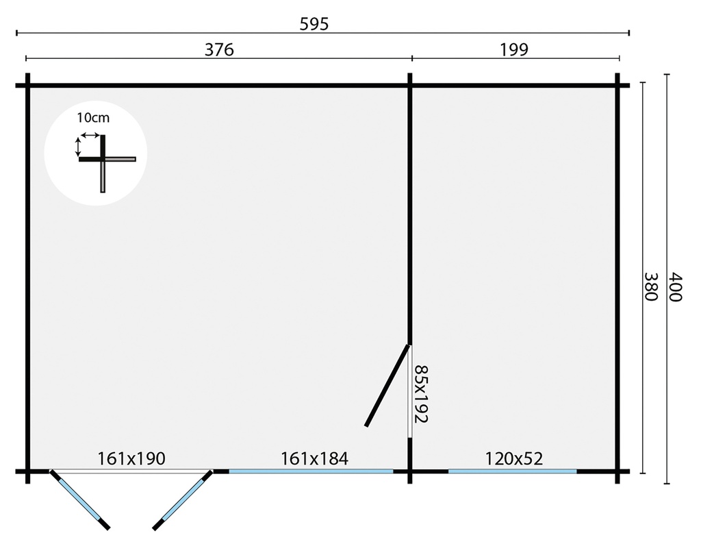 Blokhut - Tuinhuis 40mm Flow Prijs exclusief dakbedekking - dient apart besteld te worden Easy-roofing: 35 m² / EPDM: Set 40.9991/16 Afmeting: L595xB400xH230cm Gehard ISO glas