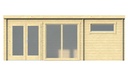 Blokhut - Tuinhuis 40mm Flow Prijs exclusief dakbedekking - dient apart besteld te worden Easy-roofing: 35 m² / EPDM: Set 40.9991/16 Afmeting: L595xB400xH230cm Gehard ISO glas