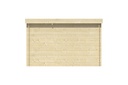 Blokhut - Tuinhuis 28mm Diederick met overkapping Prijs exclusief dakbedekking - dient apart besteld te worden Dakleer: 30 m² / Easy-roofing: 5 m² / EPDM: Set 40.9991/18 Afmeting: L375xB625xH234cm 