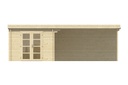 Blokhut - Tuinhuis - Home Office 44mm Gunnar met overkapping Prijs exclusief dakbedekking - dient apart besteld te worden Easy-roofing: 40 m² / EPDM: Set 40.9991/19 Afmeting: L400xB725xH236cm 