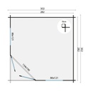 Blokhut - Tuinhuis 40mm Emma Prijs exclusief dakbedekking - dient apart besteld te worden Dakleer: 26,5 m² / Shingles: 18 m² Afmeting: L300xB300xH250cm 