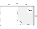 Blokhut - Tuinhuis 28mm Stig met overkapping Prijs exclusief dakbedekking - dient apart besteld te worden Dakleer: 26,5 m² / Easy-roofing: 25 m² / EPDM: Set 40.9991/09 Afmeting: L300xB500xH224cm 