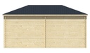 Blokhut - Tuinhuis 28mm Kennet met overkapping Prijs exclusief dakbedekking - dient apart besteld te worden Dakleer: 36,5 m² / Shingles: 27 m² Afmeting: L300xB500xH271cm 