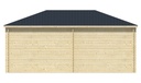 Blokhut - Tuinhuis 28mm Christoffer met overkapping Prijs exclusief dakbedekking - dient apart besteld te worden Dakleer: 40 m² / Shingles: 33 m² Afmeting: L350xB575xH305cm 