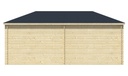 Blokhut - Tuinhuis 28mm Markku met overkapping Prijs exclusief dakbedekking - dient apart besteld te worden Dakleer: 36,5 m² / Shingles: 30 m² Afmeting: L300xB575xH271cm 