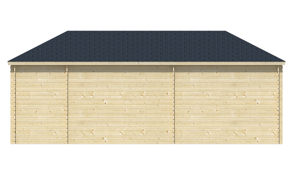 Blokhut - Tuinhuis - Home Office 44mm Olson met overkapping, aanbouw Prijs exclusief dakbedekking - dient apart besteld te worden Dakleer: 46,5 m² / Shingles: 39 m² Afmeting: L300xB705xH292cm 
