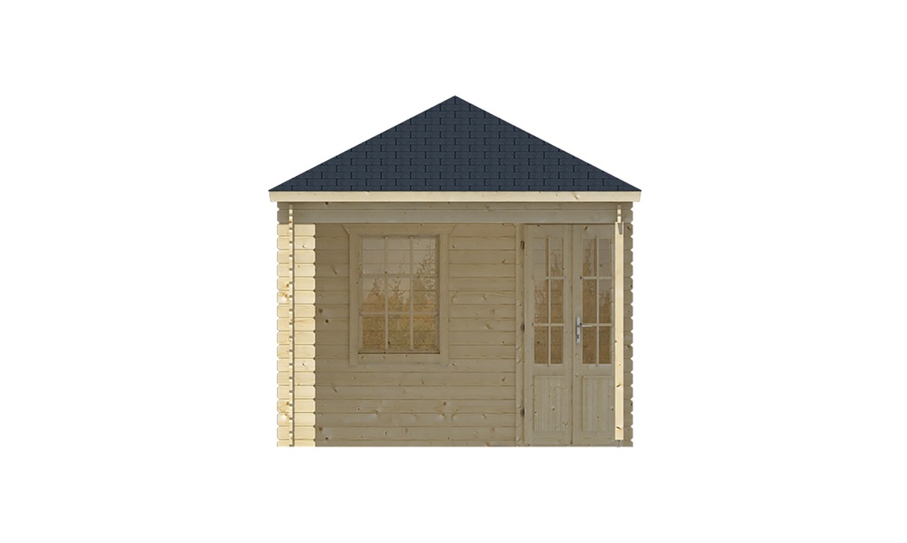 Blokhut - Tuinhuis - Home Office 44mm Olson met overkapping, aanbouw Prijs exclusief dakbedekking - dient apart besteld te worden Dakleer: 46,5 m² / Shingles: 39 m² Afmeting: L300xB705xH292cm 