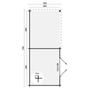 Blokhut - Tuinhuis 28mm grijs geïmp. Charlotta met overkapping Prijs exclusief dakbedekking - dient apart besteld te worden Dakleer: 40 m² / Easy-roofing: 30 m² / EPDM: 40.9991/14 Afmeting: L300xB700xH217cm 