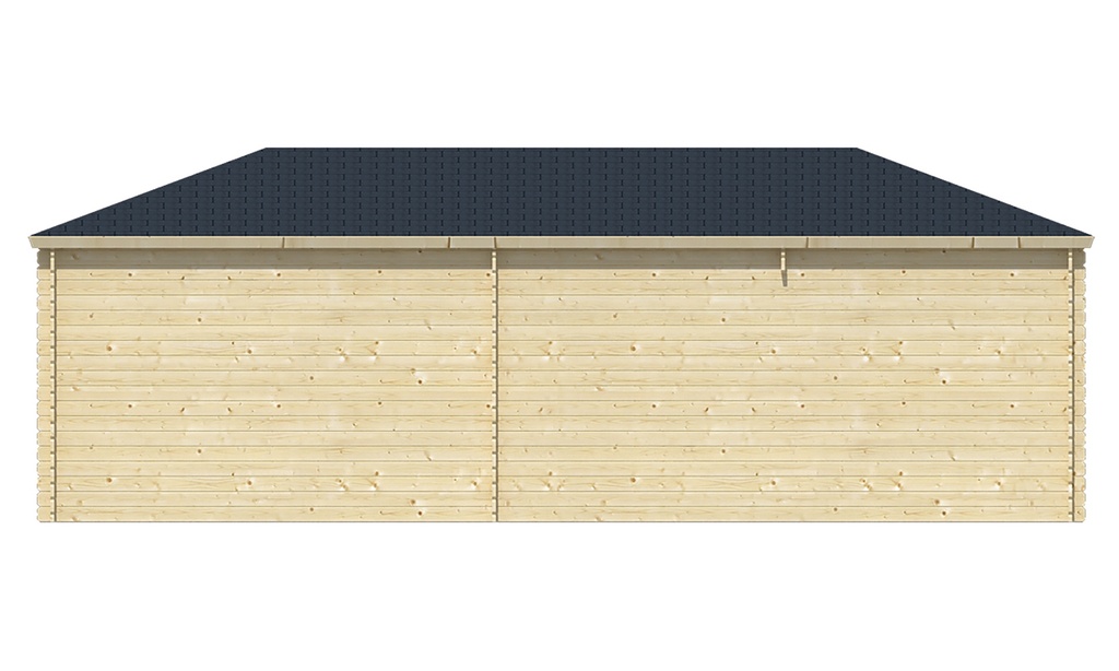 Blokhut - Tuinhuis - Home Office 44mm Paiva met overkapping Prijs exclusief dakbedekking - dient apart besteld te worden Dakleer: 56,5 m² / Shingles: 48 m² Afmeting: L800xB350xH302cm 