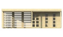 Blokhut - Tuinhuis 40mm Oletha met overkapping Prijs exclusief dakbedekking - dient apart besteld te worden Dakleer: 60 m² / Easy-roofing: 60 m² / EPDM: Set 40.9991/23 Afmeting: L785xB510xH257cm 
