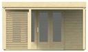 Blokhut - Tuinhuis - Home Office 58mm Casper Prijs exclusief dakbedekking - dient apart besteld te worden Easy-roofing: 50 m² / EPDM: Set 40.9991/22 Afmeting: L400xB500xH238cm Gehard ISO glas
