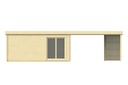 Blokhut - Tuinhuis - Home Office 58mm Casper Prijs exclusief dakbedekking - dient apart besteld te worden Easy-roofing: 50 m² / EPDM: Set 40.9991/22 Afmeting: L400xB500xH238cm Gehard ISO glas