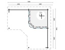 Blokhut - Tuinhuis - Home Office 44mm Funen Prijs exclusief dakbedekking - dient apart besteld te worden Easy-roofing: 50 m² / EPDM: Sets 40.9991/01 + /04+ /10 Afmeting: L600xB600xH229cm Gehard ISO glas