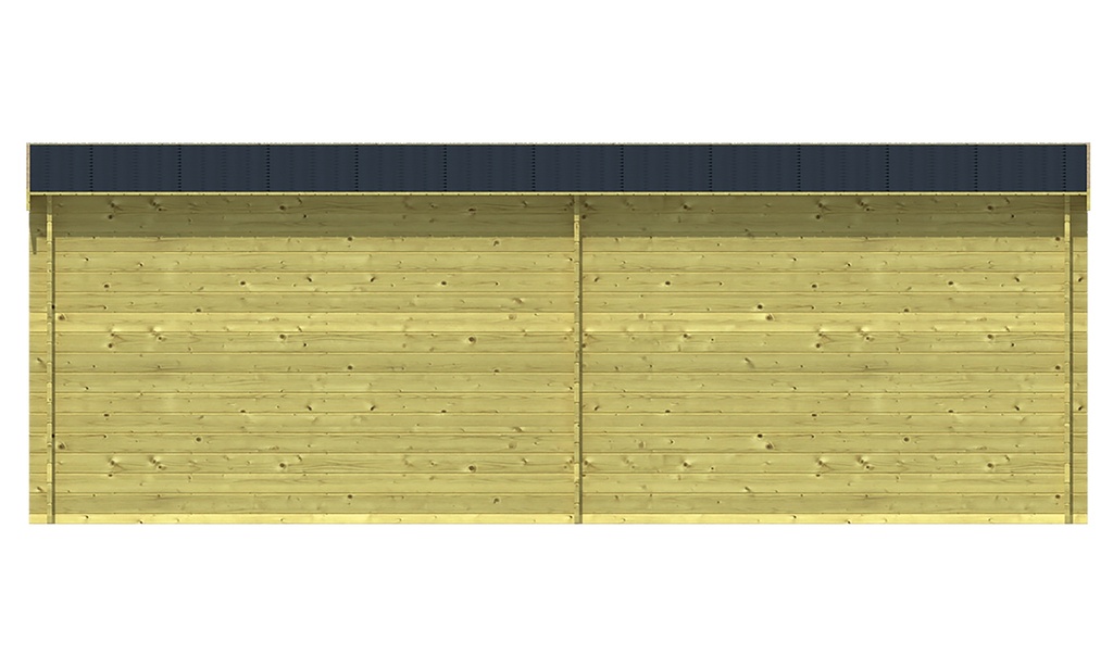 Blokhut - Tuinhuis 28mm grijs geïmp. Charlotta met overkapping Prijs exclusief dakbedekking - dient apart besteld te worden Dakleer: 40 m² / Easy-roofing: 30 m² / EPDM: 40.9991/14 Afmeting: L300xB700xH217cm 