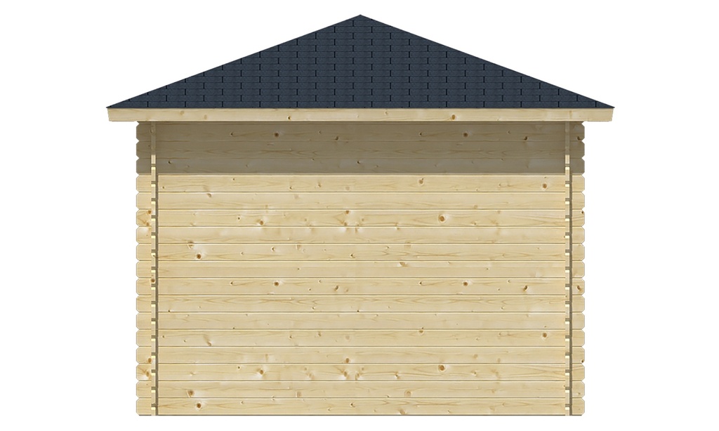 Blokhut - Tuinhuis 28mm Halvar Prijs exclusief dakbedekking - dient apart besteld te worden Dakleer: 26,5 m² / Shingles: 18 m² Afmeting: L300xB300xH271cm 