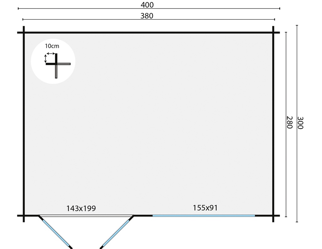 Blokhut - Tuinhuis 28mm Aksel Prijs exclusief dakbedekking - dient apart besteld te worden Dakleer: 26,5 m² / Shingles: 18 m² / Aqua: 24 STK / Profiel: zie tab Afmeting: L300xB400xH274cm 