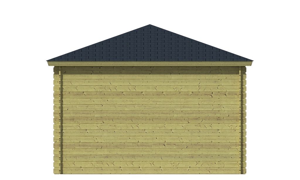 Blokhutprieel 28mm groen geimpregneerd Mitch Prijs exclusief dakbedekking - dient apart besteld te worden Dakleer: 36,5 m² / Shingles: 27 m² Afmeting: L350xB350xH269cm 