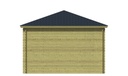 Blokhutprieel 28mm groen geimpregneerd Mitch Prijs exclusief dakbedekking - dient apart besteld te worden Dakleer: 36,5 m² / Shingles: 27 m² Afmeting: L350xB350xH269cm 