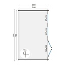 Blokhut - Tuinhuis 40mm Aiste Prijs exclusief dakbedekking - dient apart besteld te worden Dakleer: 30 m² / Shingles: 24 m² / Aqua: 28 STK / Profiel: zie tab Afmeting: L500xB300xH243cm 