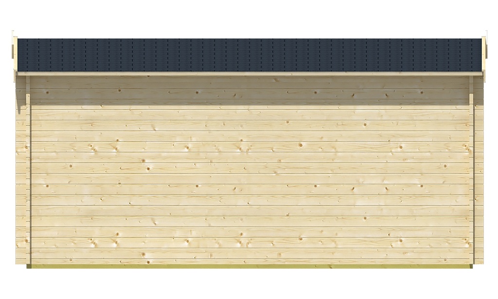 Blokhut - Tuinhuis 40mm Aiste Prijs exclusief dakbedekking - dient apart besteld te worden Dakleer: 30 m² / Shingles: 24 m² / Aqua: 28 STK / Profiel: zie tab Afmeting: L500xB300xH243cm 