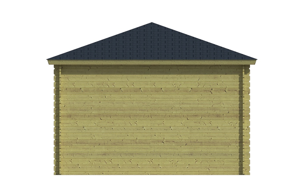 Blokhutprieel 28mm groen geimpregneerd Mitch Prijs exclusief dakbedekking - dient apart besteld te worden Dakleer: 36,5 m² / Shingles: 27 m² Afmeting: L350xB350xH269cm 