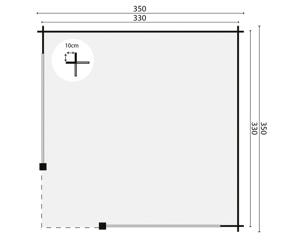 Blokhutprieel 28mm groen geimpregneerd Barbara Prijs exclusief dakbedekking - dient apart besteld te worden Dakleer: 20 m² / Easy-roofing: 25 m² / EPDM: zie tab Afmeting: L350xB350xH222cm 