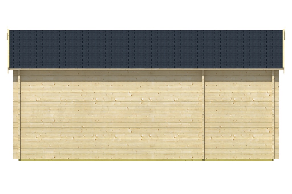 Blokhut - Tuinhuis 40mm Selma met overkapping Prijs exclusief dakbedekking - dient apart besteld te worden Dakleer: 36,5 m² / Shingles: 30 m² / Aqua: 36 STK / Profiel: zie tab Afmeting: L550xB350xH279cm 
